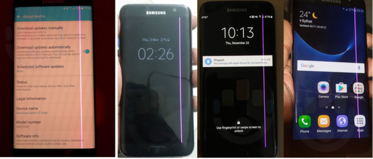 Компания ответила, что случайные падения или удары могут привести к внутреннему повреждению края Galaxy S7, который   имеет изогнутый дисплей   ,  В результате такие линии или битые пиксели могут возникать в течение определенного периода времени